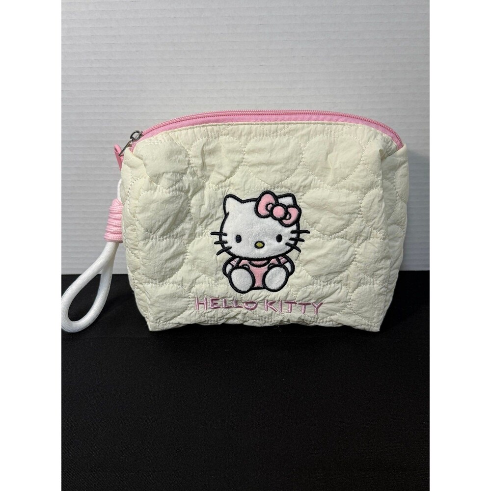 Sanrio Hello Kitty Quilted Cosmetic Pouch Large Travel Makeup Bag Organizer
